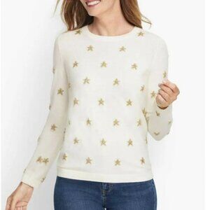 Talbots Holiday Shimmer Stars Crewneck Sweater